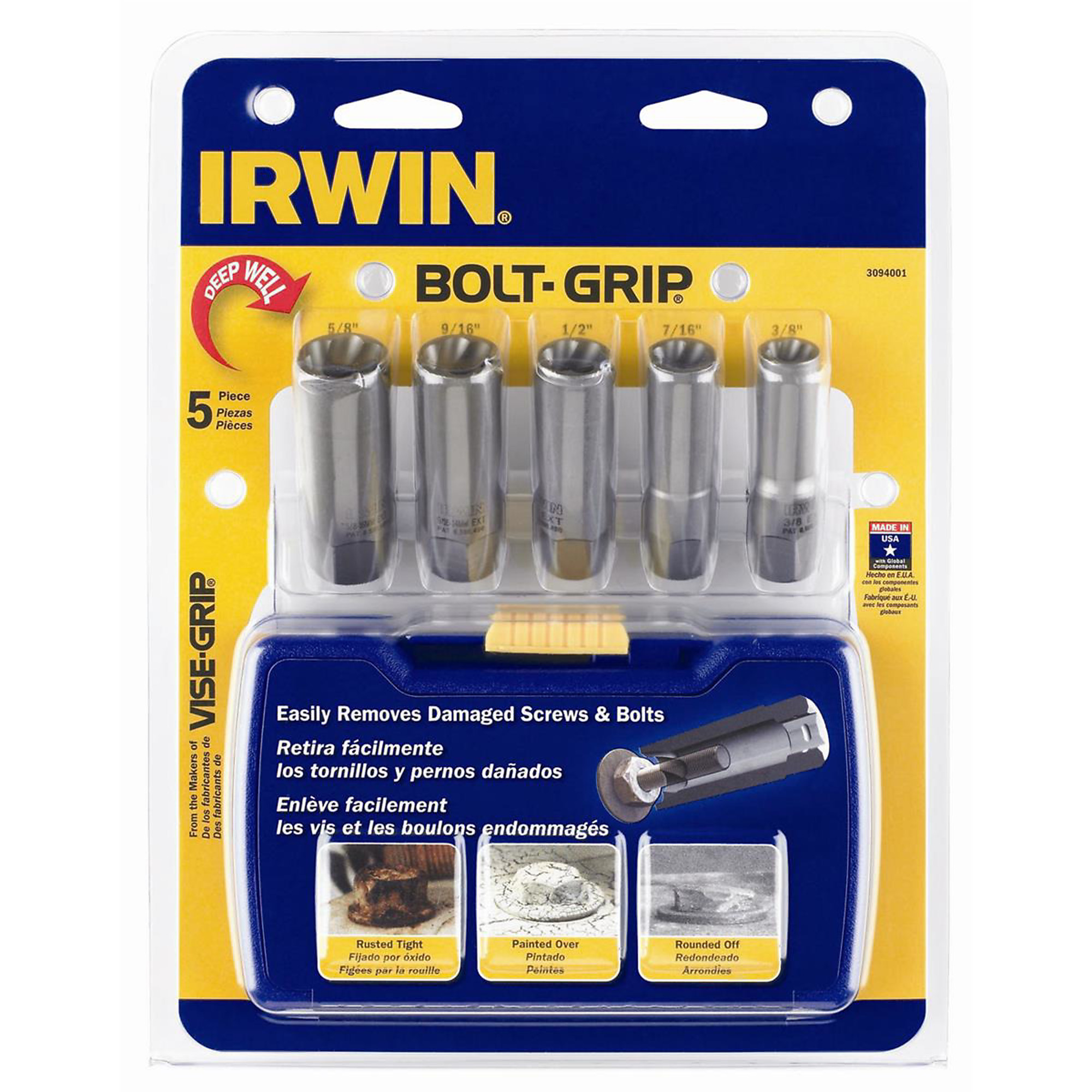 Hanson Deep Length Bolt Grip Set — 5-Pc., High Carbon Steel, Model# HAN3094001